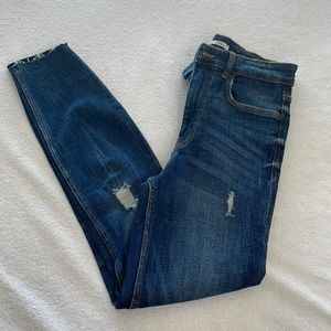 Zara Trafaluc Raw Hem Distressed Skinny Jean Size 6